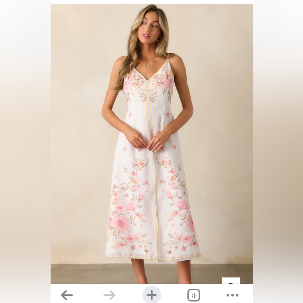 Red Dress Boutique White and Pink Floral Midi Dress